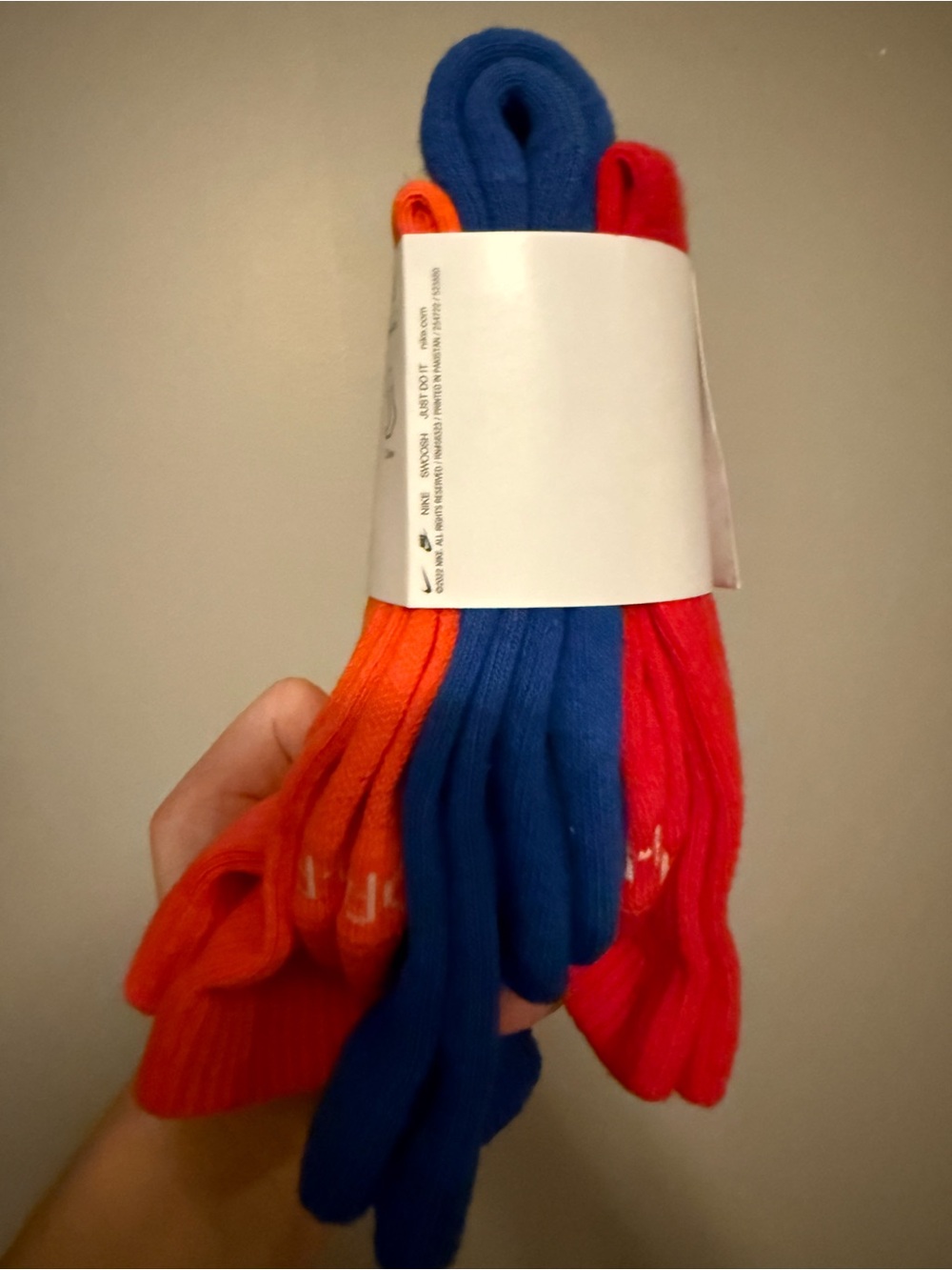 Nike Everyday Plus Crew Socks - Bright Orange, Red, & Royal Blue (3-Pack) - Picture 2 of 4